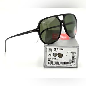 Ray-Ban Bills Rb2198 Polarized Sunglasses Unisex Fit 901/58 60mm Green G-15 Lens